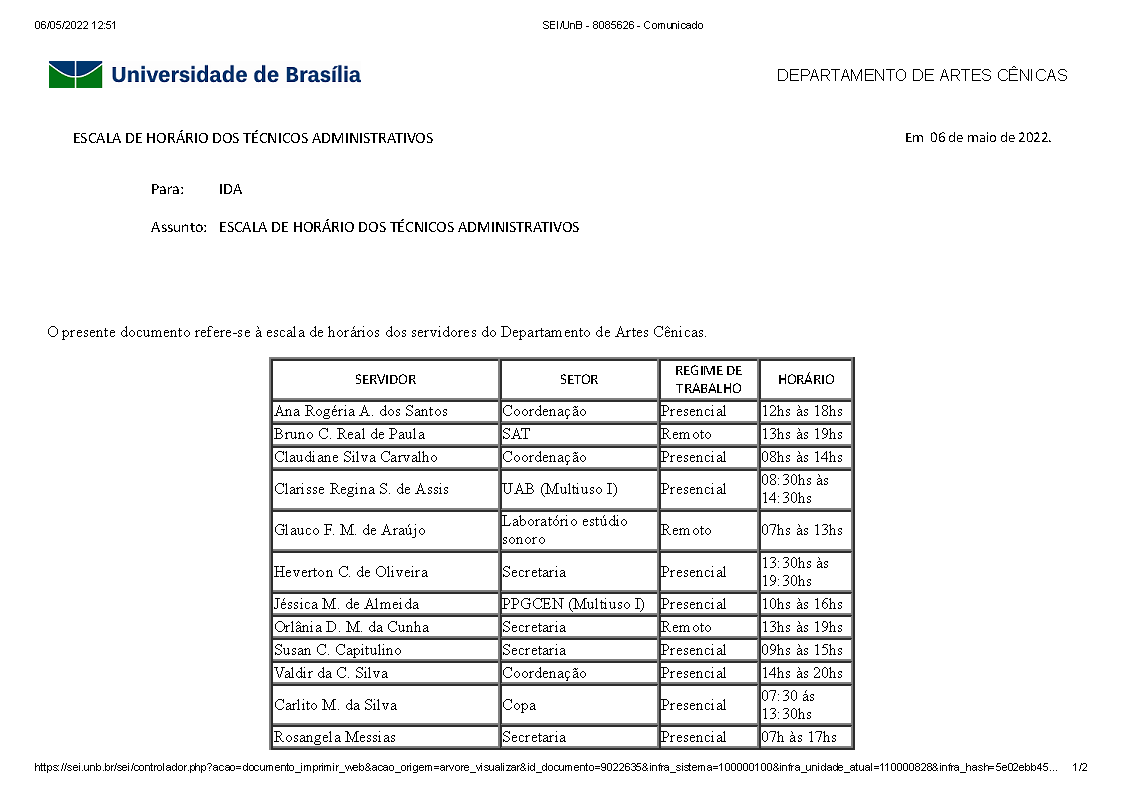 SEI UnB 8085626 Comunicado Página 1